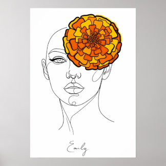 Poster Retrato Personalizado da Flor de Nascimento de Out
