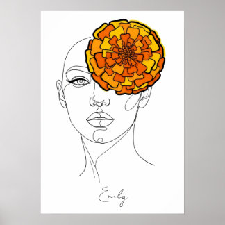 Poster Retrato Personalizado da Flor de Nascimento de Out
