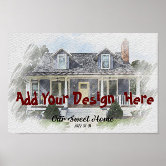 Poster Retrato personalizado de desenho da casa