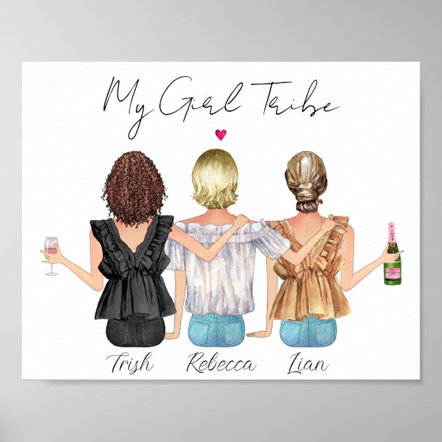 Poster Retrato personalizado dos melhores amigos (Frente)