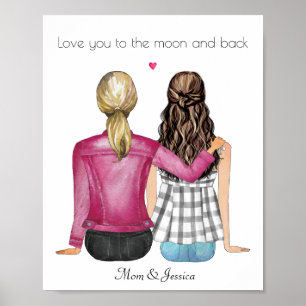 Poster Retrato personalizado personalizado do dia da mãe