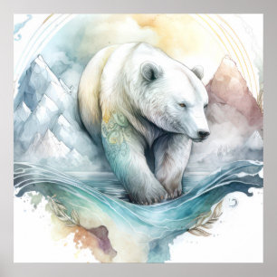 Poster Retrato Polar Retrato Animal Pintando Neve Selvage