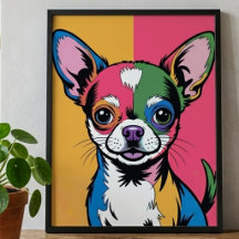 Retrato Pop Art Colorido de Cachorro Chihuahua