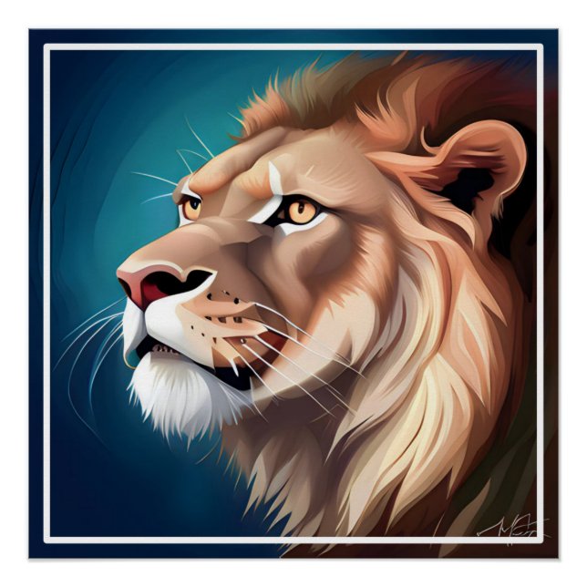 Póster Retrato Posicionado Lion-Side-56557 (Frente)