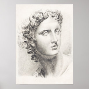 Poster Retrato preto e branco da antiga escultura grega