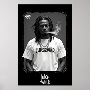 Poster Retrato preto e branco de rapper masculino fumando