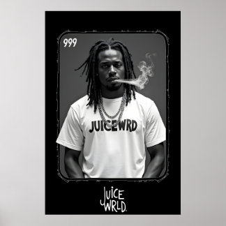 Poster Retrato preto e branco de rapper masculino fumando