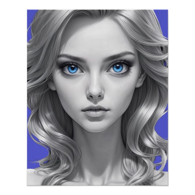 Póster Retrato preto e branco elegante (Frente)