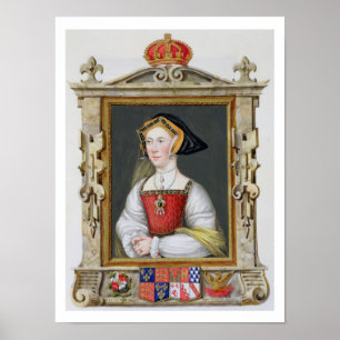 Póster Retrato rainha de Jane Seymour (c.1509-37) da ó d