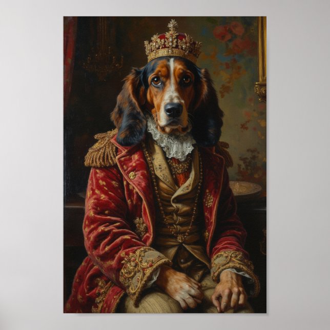 Poster Retrato Real de Basset Hound (Frente)