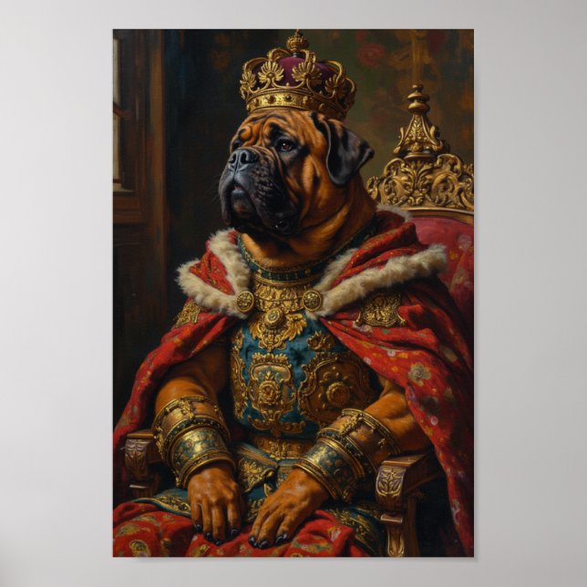 Poster Retrato Real de Bullmastiff (Frente)
