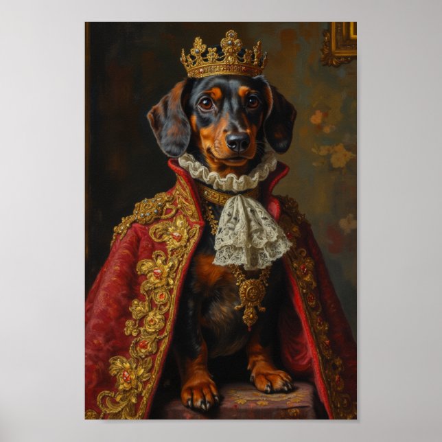 Poster Retrato Real de Dachshund (Frente)
