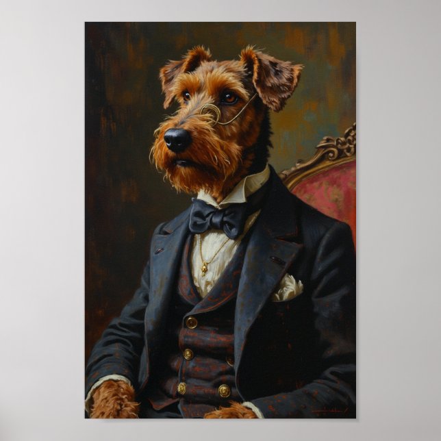 Poster Retrato Real do Airedale Terrier (Frente)