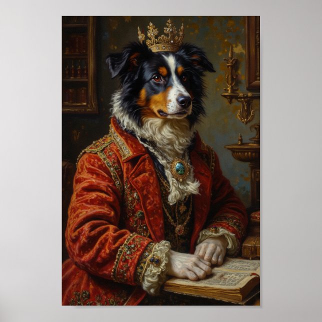 Poster Retrato Real do Border Collie (Frente)