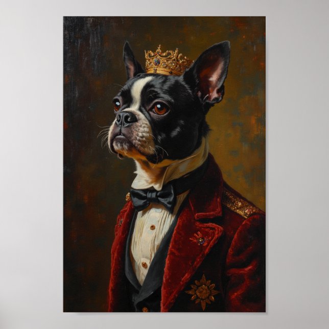 Poster Retrato Real do Boston Terrier (Frente)