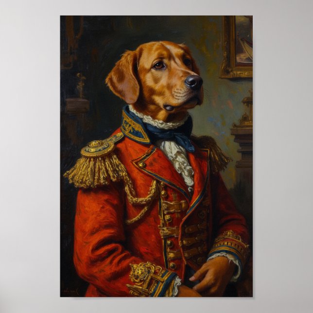 Poster Retrato Real do Cães de Água de Chesapeake Bay (Frente)