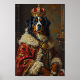 Poster Retrato Real do Cão de Montanha Bernês