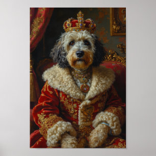 Poster Retrato Real do Cão de Pastor Inglês Antigo