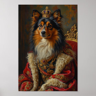 Poster Retrato Real do Cão de Pastoreio de Shetland