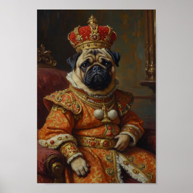 Poster Retrato Real do Pug (Frente)