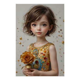 Póster Retrato Rosa do ouro