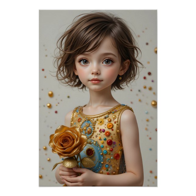 Póster Retrato Rosa do ouro (Frente)