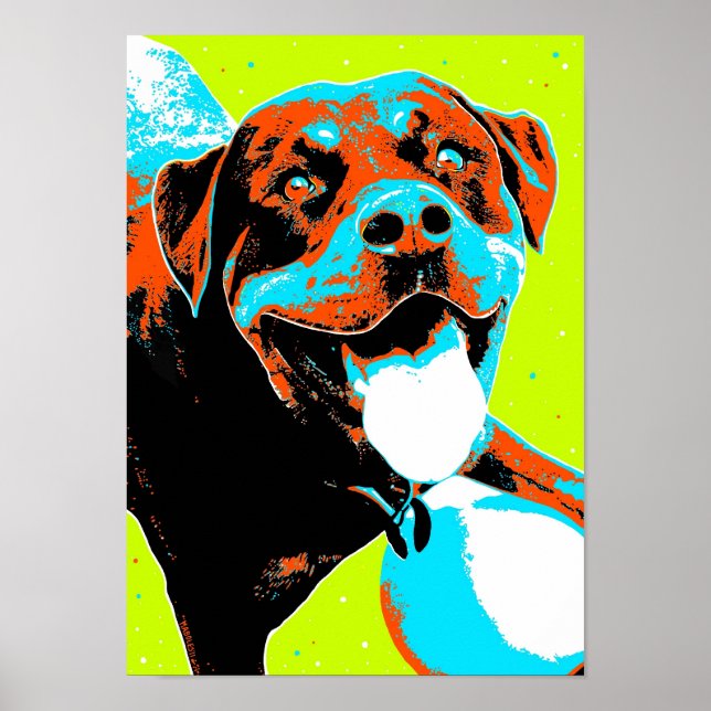Poster Retrato rottweiler brilhante e divertido (Frente)