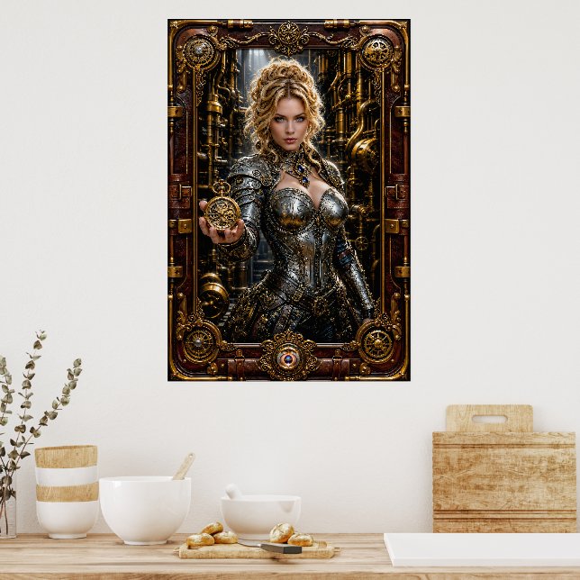 Poster Retrato Steampunk de Ottilie Von Zale (Cozinha)