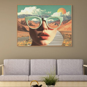 Poster Retrato Surreal com Óculos Refletindo Deserto