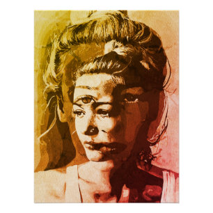 Póster Retrato Surrealista com Múltiplos Olhos – Psicodél
