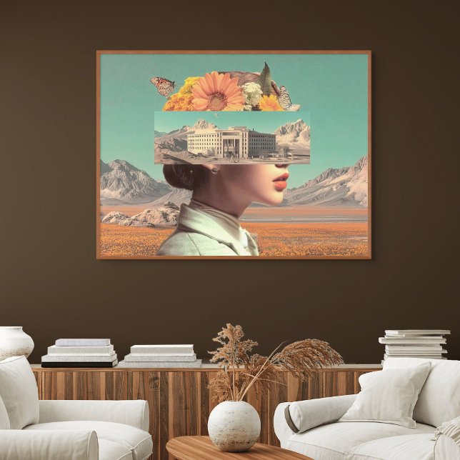 Poster Retrato Surrealista com Paisagem Arquitetônica (Surreal Portrait with Architectural Landscape)