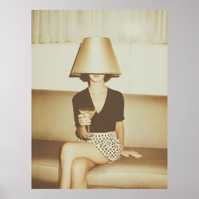 Poster Retrato Surrealista de Humor com Martini (Frente)