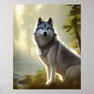Poster Retrato Timber Wolf Wildlife
