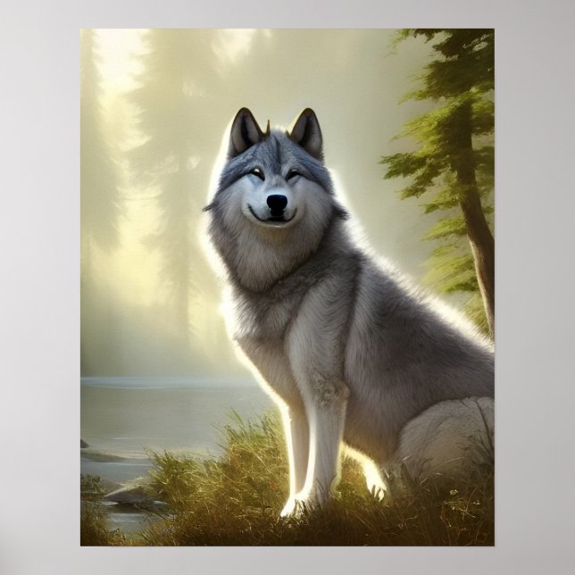 Poster Retrato Timber Wolf Wildlife (Frente)