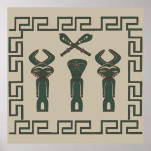 Poster retrato tribal abstrato africano da arte