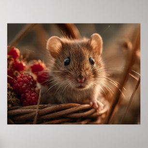 Poster Retrato ultra aproximado de um adorável rato selva