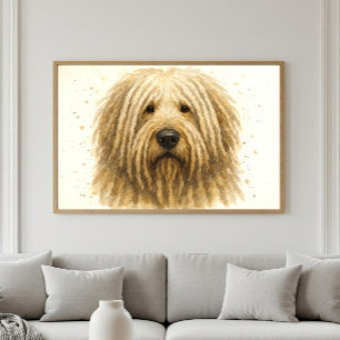 Poster Retrato Unique Komondor Watercolor
