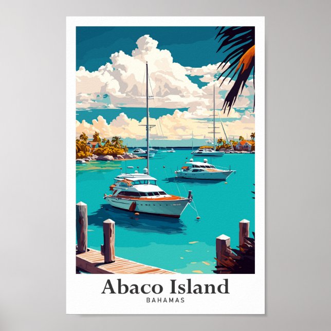 Poster Retrato Viagens vintage de Abaco Bahamas (Frente)