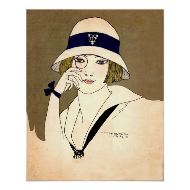 Póster retrato vintage de uma flapper (Frente)