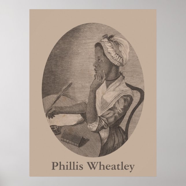 Poster Retrato Vintage do Poeta Phillis Wheatley (Frente)