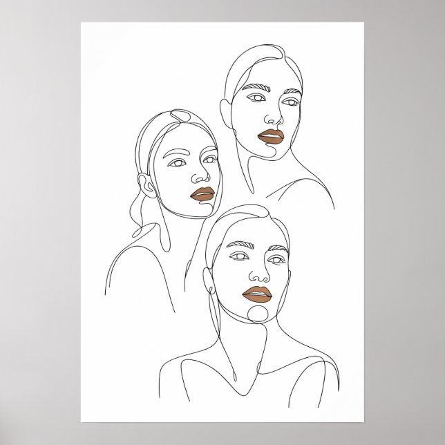 Poster Retratos de Mulheres em Linhas Minimalistas (Frente)