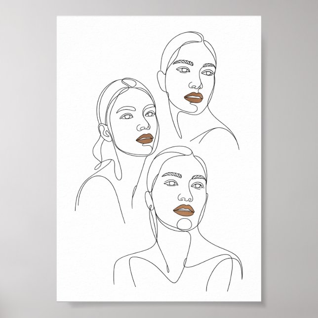 Poster Retratos de Mulheres em Linhas Minimalistas (Frente)