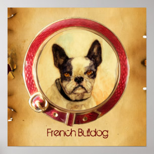 Póster RETRATOS MINIATURA VITORIANOS DE CÃES Bulldog Fran