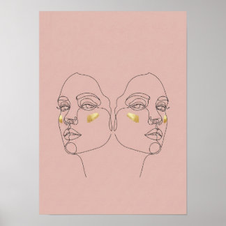 Poster Retratos Minimalistas do Gêmeo Pastel