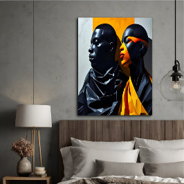 Poster Retratos Modernos Negros Abstrato Arte Geométrica