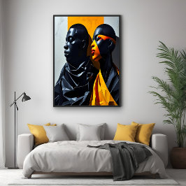 Póster Retratos Modernos Negros Abstrato Arte Geométrica