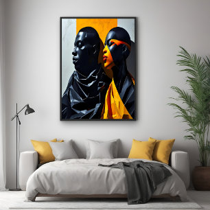 Póster Retratos Modernos Negros Abstrato Arte Geométrica