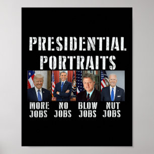 Poster Retratos Presidenciais Humoristas Trump Obama Bide