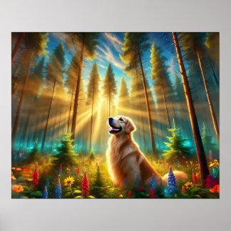 Poster Retriever de ouros na Floresta Encantada