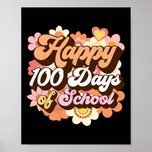 Poster Retro 100 Dias De Professores Escolares Crianças G